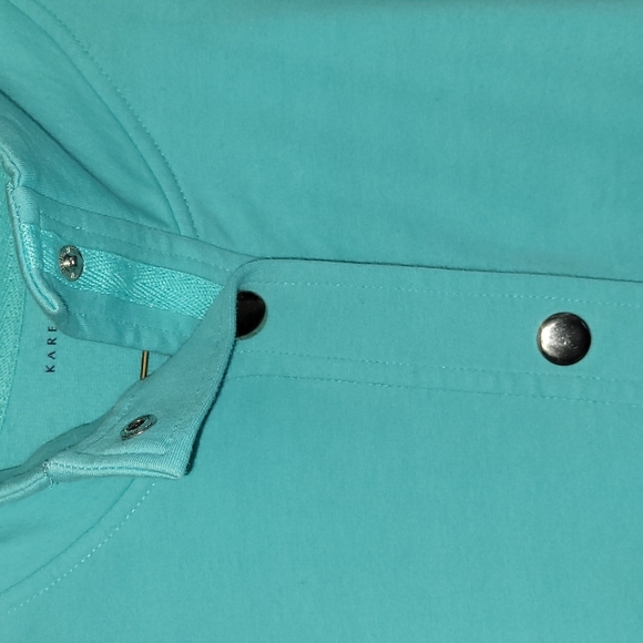 [EUC] Karen Scott Sport Aqua-Teal Snap-down Polo Jacket w/ Tab Sleeves & Pockets - Picture 4 of 12
